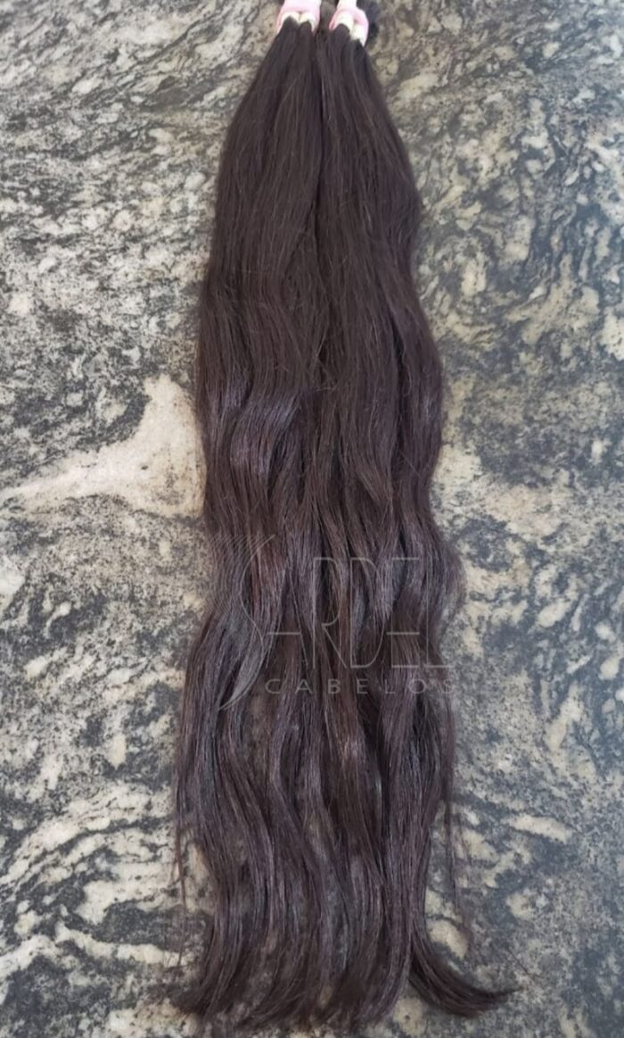 Cabelo Castanho levemente ondulado Humano 60cm - 100gr