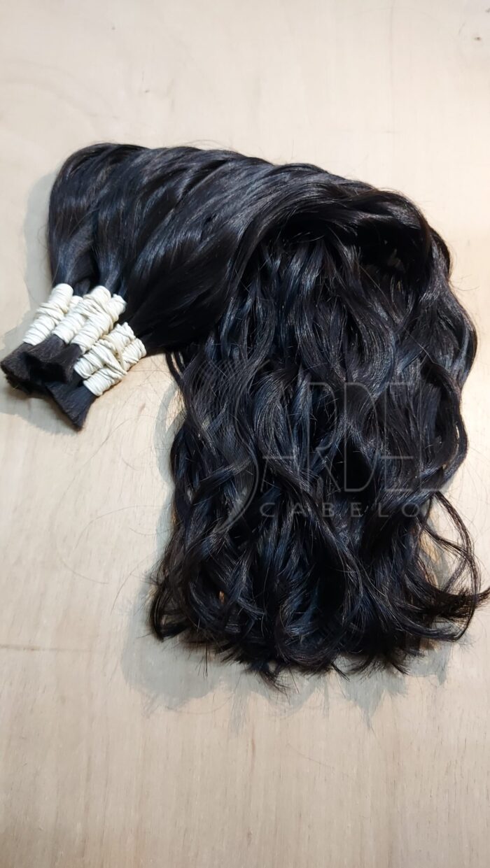 Cabelo Castanho Escuro Tingido Ondulado Humano 50cm - 150gr