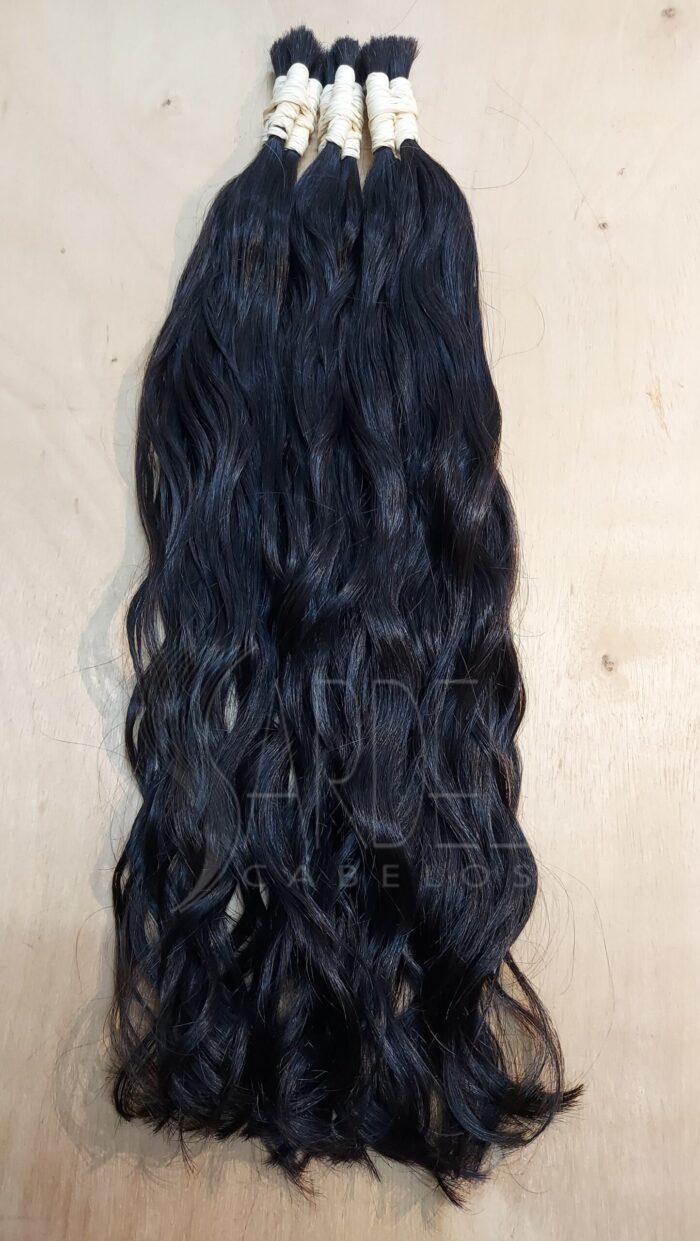 Cabelo Castanho Escuro Tingido Ondulado Humano 60cm - 50gr