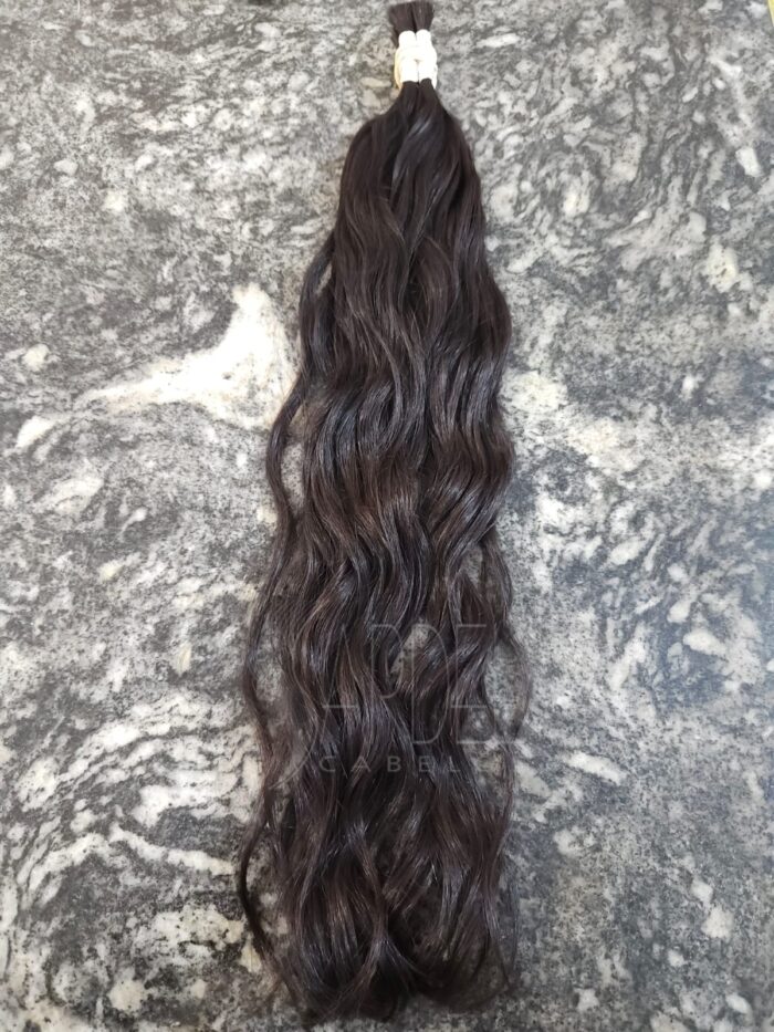 Cabelo Castanho Ondulado Humano 60cm - 50gr